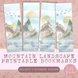 Watercolor Landscape Printable Bookmarks Printable Bookmark Set Bookmarks  Bookish Presents Scrapbooking Digital Download Mountain Landscape