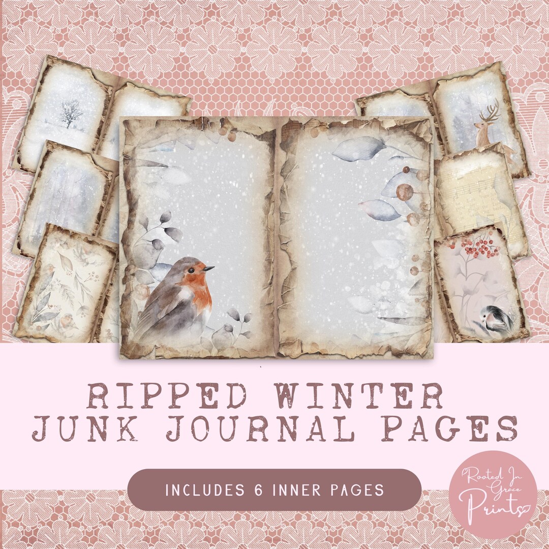 Winter Junk Journal Paper Winter Junk Journal Printable Pages Scrapbook ...