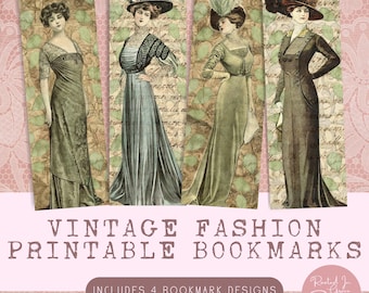 Vintage Bookmarks Vintage Fashion Printable Digital Download Vintage Design Vintage Woman Bookmarks Printable Vintage-Fashion Bookmark