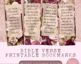 Bible Verse Bookmark Printable Hope Scripture Floral Jesus Bookmarks, Gift for Christian Bible Study and Bible Journaling God's Promises