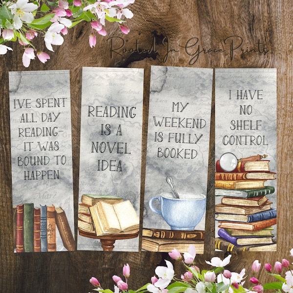 Book Lovers Funny Quotes Bookmark Printable Set of 4 Bookmarks Bookish Gift for Readers Funny Book Quotes Funny Printable Bookmarks Digital