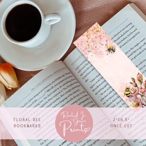 Honeybees Printable Bookmarks Flowers and Bees Bookmark Honeybees Pink ...