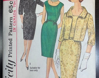 1960s Simplicity 5722 Sewing Pattern Size 20, Bust 40", Waist 32", Hip 42"