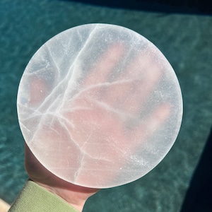 Selenite Circular Plate 6in Charging Plate- Cleansing Station Meditation Positive Energy Crystal Ideal for Healing Stones