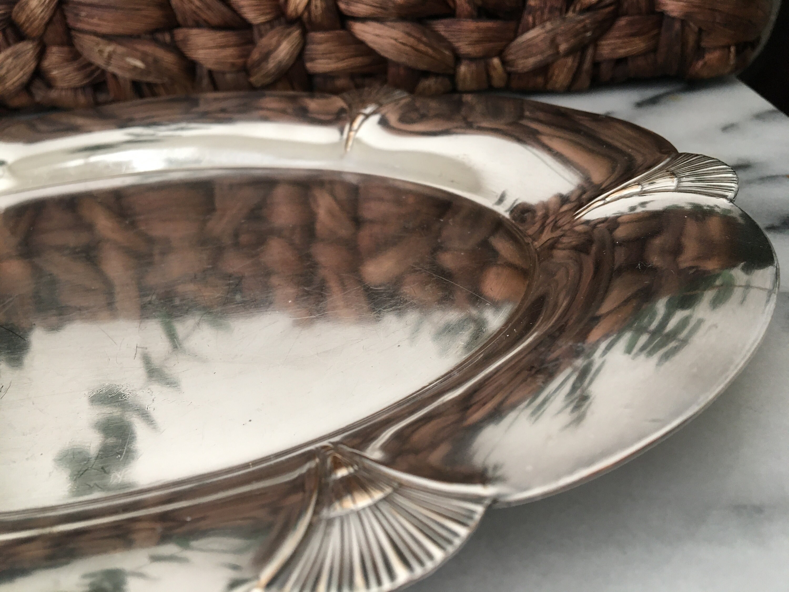 Vintage Rogers Silver Plate Tray With Fan Detail Etsy