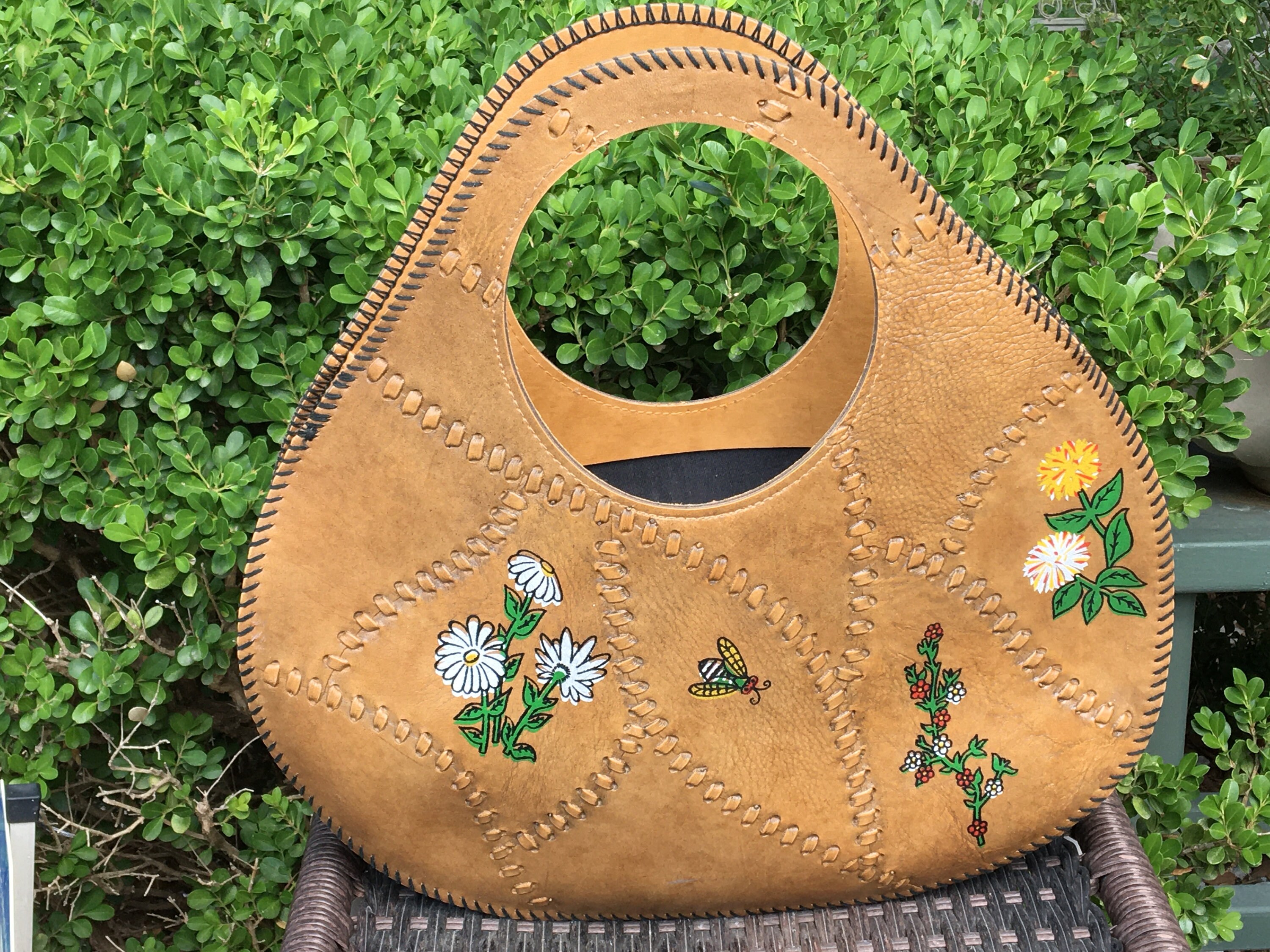Vintage Painted Leather Purse Etsy