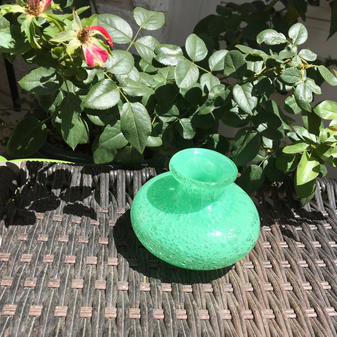 Vintage Blown Glass Bubble Vase Etsy