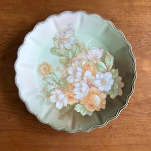Hand Painted Bavarian Platter with Christmas Rose