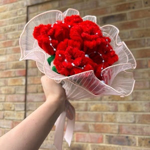 Kit de bricolage rose cure-pipe pour 7 fleurs, cadeau fait main fleurs pour l'éternité pour votre amour, emballage floral inclus
