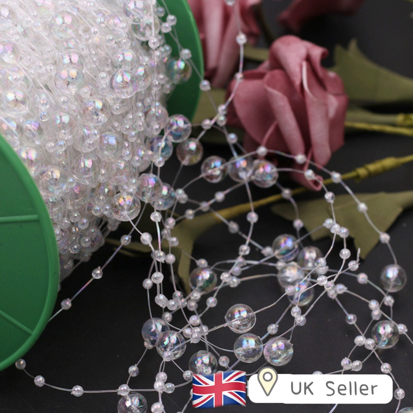 100 feet Artificial Pearls String Beads Garland Roll DIY Crafts