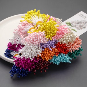 Stame di fiori artificiali Pearl Lustre a forma di testa di fiammifero, 130 pezzi/confezione, 14 colori tra cui scegliere