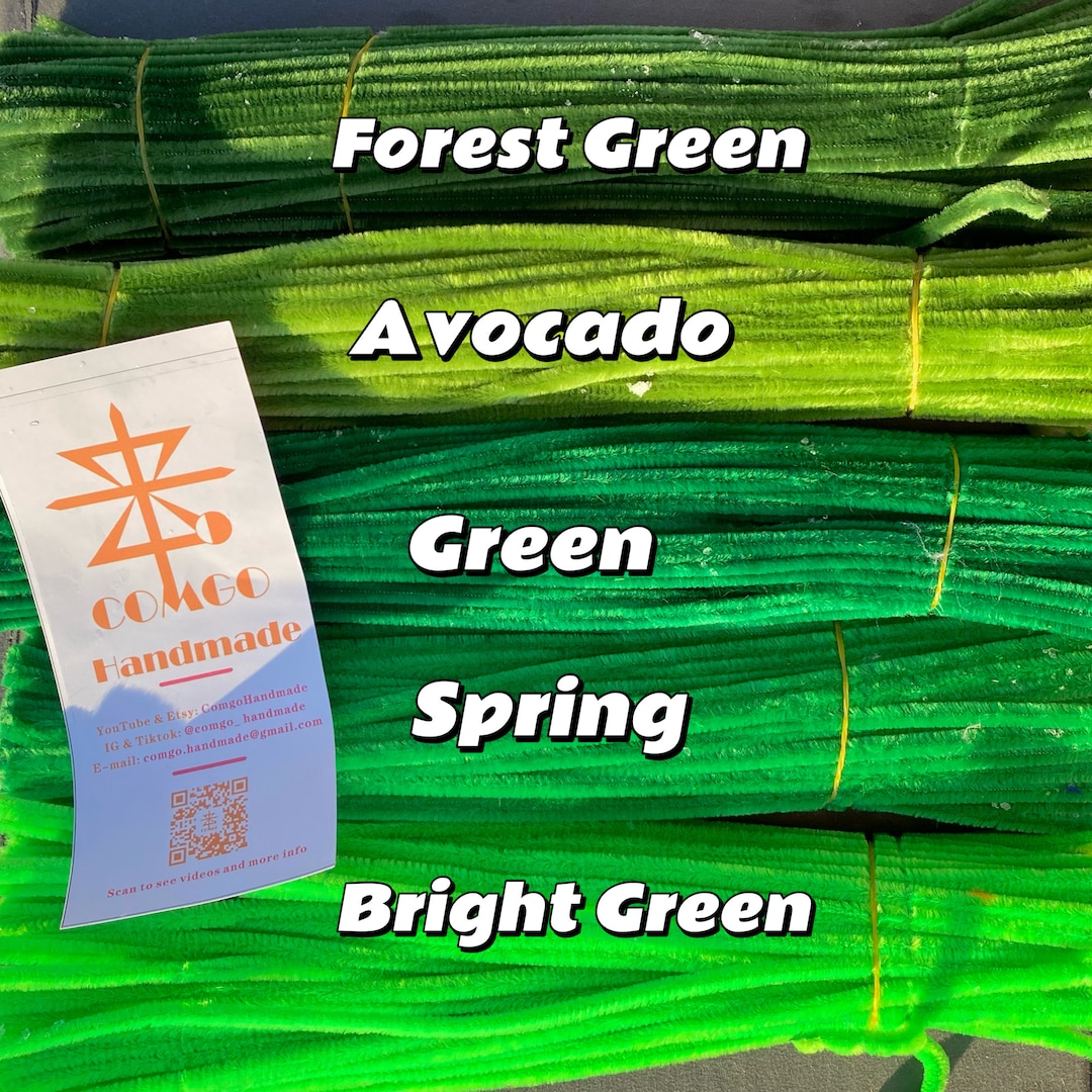 100 Pcs Pipe Cleaners Green Serie of 52 Colour 6 Mm30cm Etsy