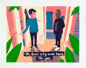 Door City Art Print: Thrifty Boy Illustration, Giclée Quality