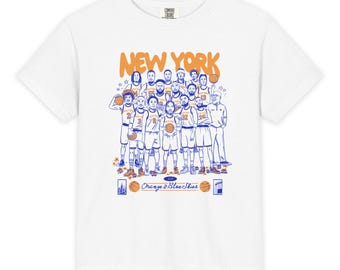 Orange & Blue Skies - YOUTH – New York Basketball Vintage Illustrated T-Shirt