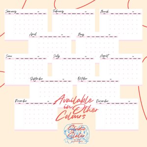 Monthly Calendar Planner | DIGITALDOWNLOAD | PINK | LANDSCAPE