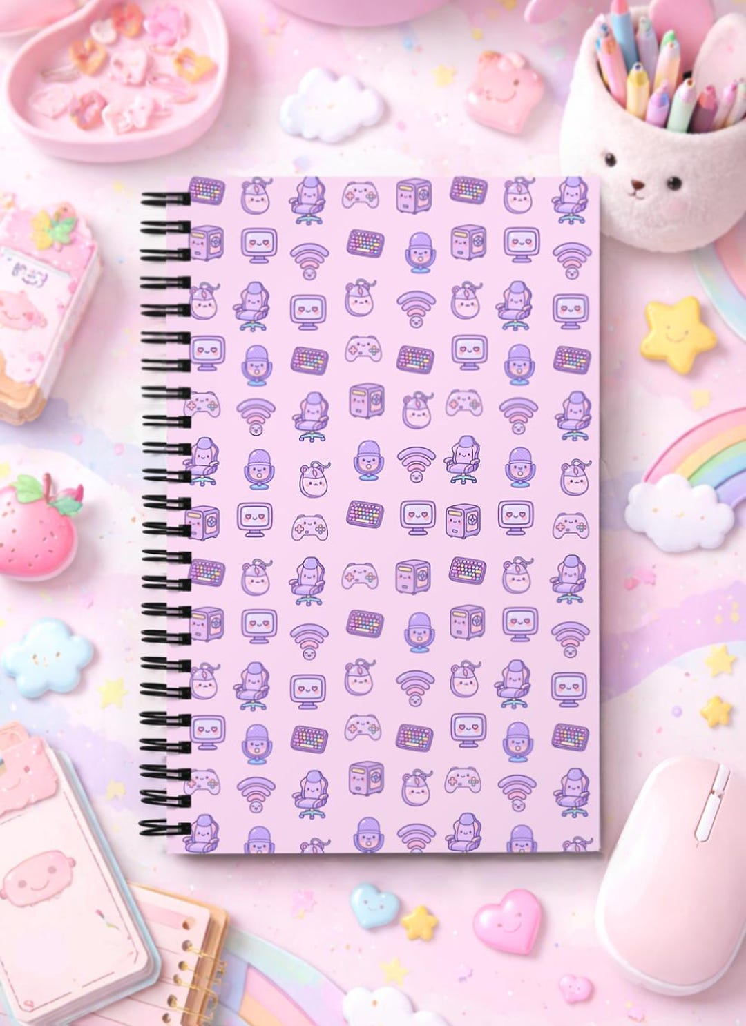 Kawaii Cozy Gamer Spiral Notebook | Cute Aesthetic Journal for Art ...