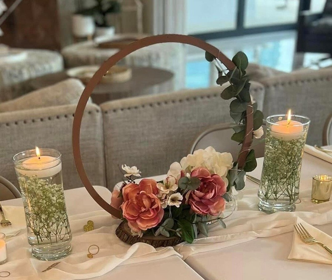 20 Inch Round Metal Hoop Wreath Ring - Gold Or Silver For Wedding Centerpiece & Decor