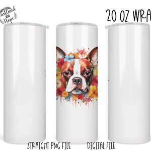Red Boston Terrier Tumbler wrap, tumbler design, printable design, digital design, 20oz tumbler design