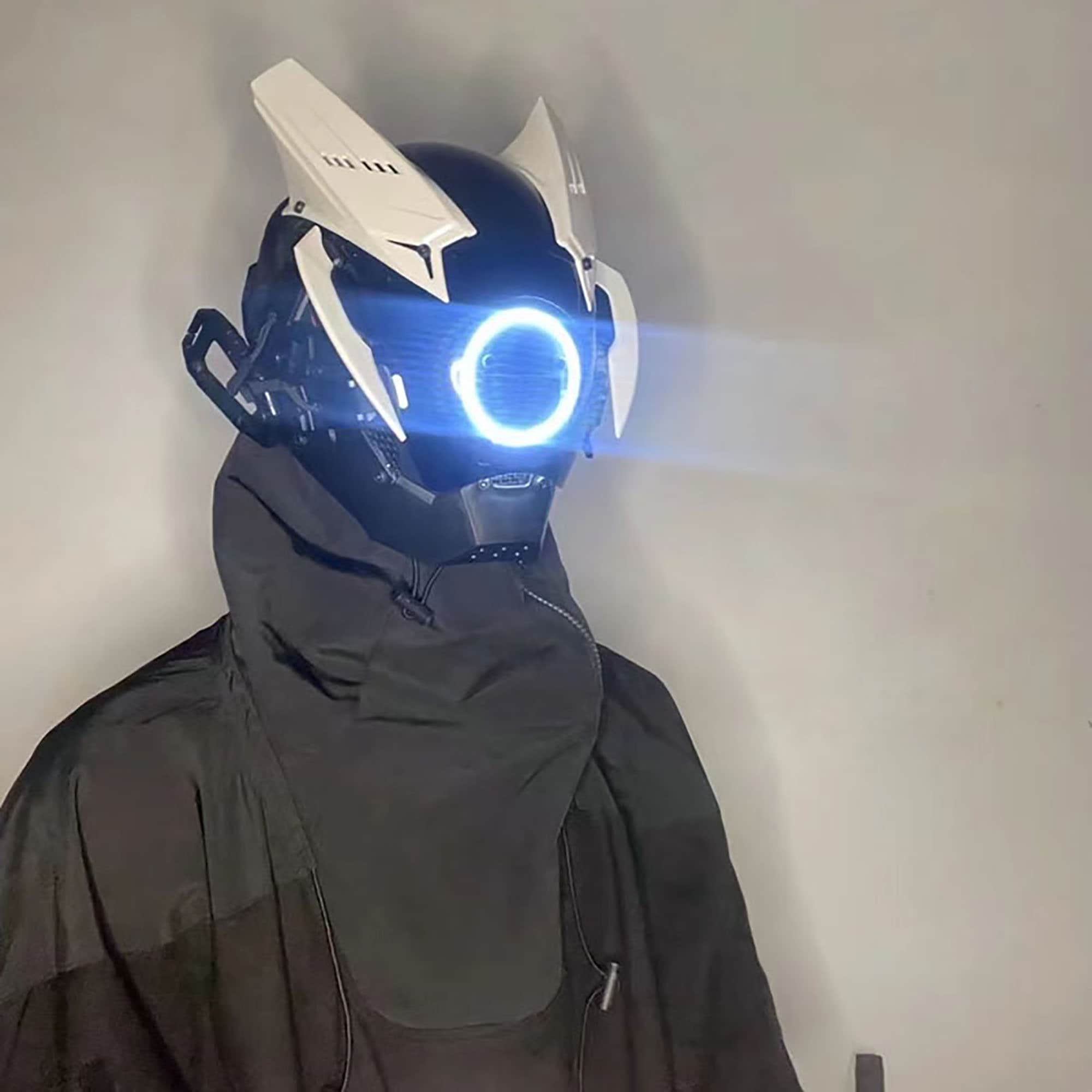 Cyberpunk Mask Cosplay Role Play Mask Luminous Mechanical Etsy
