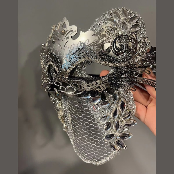 Silber Diamant Maske Makeup Ball Maske Maskenball Halloween Party Maske Übertriebene Maske