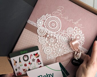 Personalized Baby Girl Photo Album: Embroidered Keepsake Book