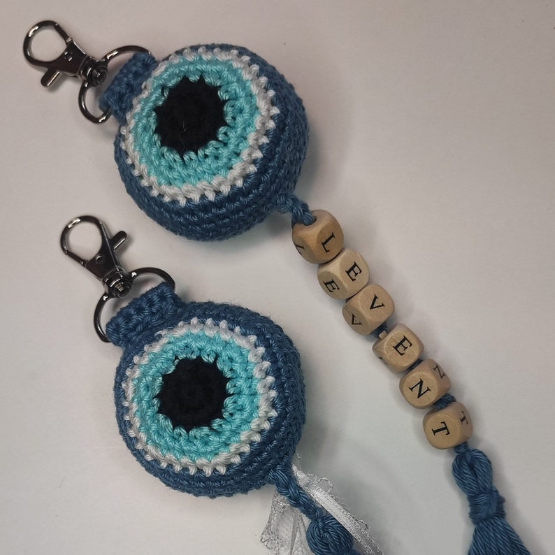 Crocheted Evil Eye Evil Eyes Keychain & Bag Charm Personalized Handmade