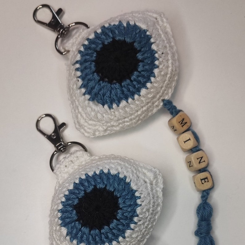 Crocheted Evil Eye Evil Eyes Keychain & Bag Charm Personalized Handmade