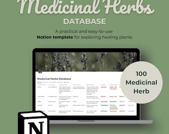 Medicinal Herbs Database with 100 Plant Monographs | Notion Template for Herbalists, Materia Medica