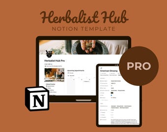 Herbalist Hub Pro Notion Template for Professional Herbalists – Materia Medica, Plant Monographs, Clients, Inventory