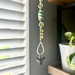 Shark Tooth Window Charm • Christmas Ornament • Window Suncatcher • Rear View Mirror Accessory