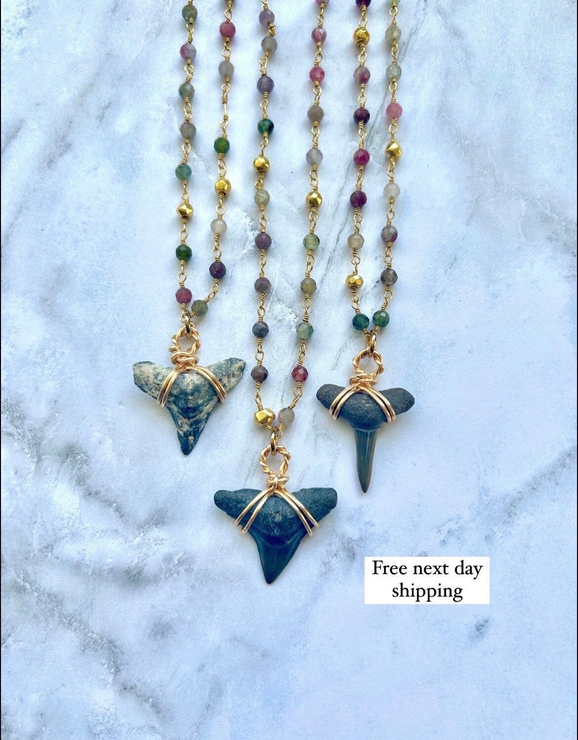 Shark Tooth Necklace • Authentic Shark Teeth • Fossil Jewelry • Beach Necklace
