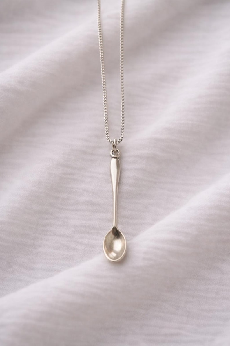 Spoon Necklace – Minimalist Silver Spoon Pendant, Spoon Theory Jewelry, Chronic Illness Awareness Necklace image 1