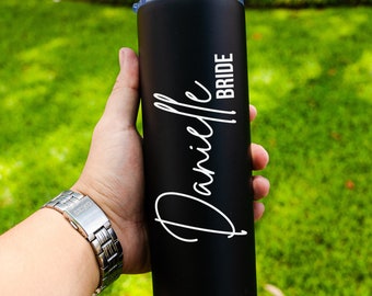 Personalized Bride Tumbler With Name - Cute Wedding Day Gift for Bride - Custom Bride Travel Mug - Bachelorette Party Gift for Bride To Be