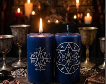 Velas con símbolos infernales grabados. Lucifer, Azazel, Rey Belial, Rey Paimon, Asmodeo, vela fija de 3x2 pulgadas.