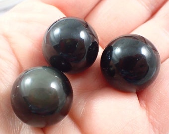Shiny Flashy Rainbow Obsidian Mini Crystal Sphere - Purple Green Flashy .75 Inch Ball - Small Mini Sphere - Natural Rainbow Obsidian #S8280