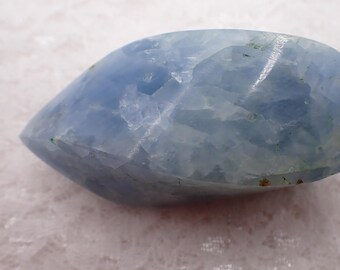 Small Blue Calcite with Peridot Flame Crystal - Natural Blue Calcite With Peridot Inclusions - 2.75 Inch Crystal #FLAME#1006
