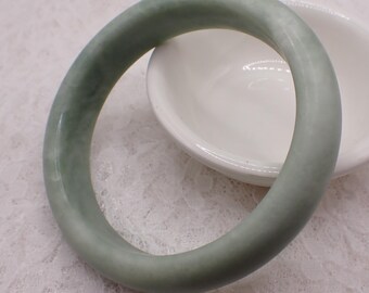 61.0mm Light Green Jade Crystal Bangle Bracelet - Semi-Smooth Polished Bangle - Natural Green Crystal Bracelet - No Chips  #JEWEL#2028