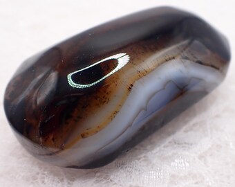 Beautiful Sardonyx Crystal Palm Stone - Smooth Gallet Stone - Black White Brown - 2.5 Inch Sardonyx Crystal Palm - Bold Banding #PALMS#1263