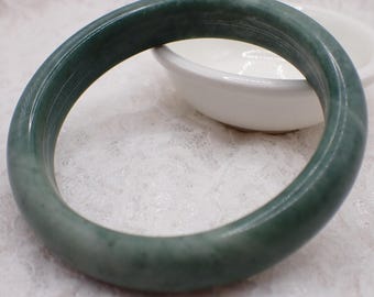 61.1mm Green Jade Crystal Bangle Bracelet - Smooth Polished Jade Bangle - Natural Green Crystal Bracelet - No Chips Nice Green #JEWEL#2010