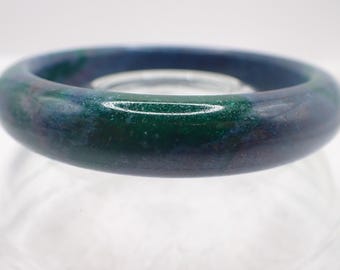 59.0mm Ruby in Fuchsite Crystal Bangle Bracelet - Thick Smooth Polished Bracelet - Natural Green Purple Crystal Bangle Bracelet #JEWEL#1993