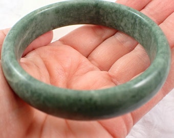 60.2mm Green Jade Crystal Bangle Bracelet - Smooth Polished Bangle - Natural Green Crystal Bracelet - Thick No Chips Nice #JEWEL#1328