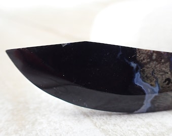 Awesome Small Black Blue Crystal Sword Carving - Dyed Fossilized Palm Root Knife - 3.25 Inch Carving - Decorative Black Sword #CRVNG#2163