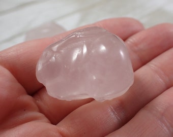 Pink Rose Quartz Bunny Crystals - Small Natural Carving - Pink Rose Quartz Easter Bunny Rabbit - 1.25 Inch Pink Bunny Crystal #ANMLS#1067