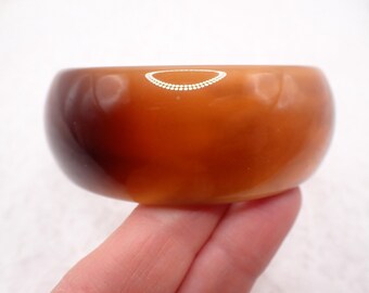 61.5mm Copper Brown Cats Eye Crystal Bangle Bracelet - Thick Smooth Finish Flat Inside - Bangle Brown Copper Cats Eye Cuff #JEWEL#1943