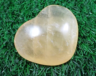 1 Piece Natural Honey Calcite Heart Carving - Large Flashy Honey Heart - Smooth Polished Crystal - Honey Calcite Natural Heart #CRVNG#1546