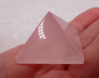 Natural Pink Rose Quartz Crystal Pyramid - Pink Smooth Finish Deep Pink Rose Quartz - Pyramid 1.75 Inch Pink Crystal #PYRMD#1008