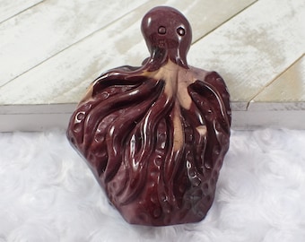 Large Mookaite Jasper Octopus Carving - Textured Perfect Condition - Standing 4 Inch Octopus Crystal Carving - Red Mookaite #ANMLS#1200