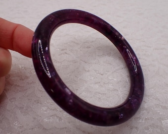 59.5mm Sparkly Purple Emerald Crystal Bangle Bracelet - Smooth Finish Flat Inside - Purple Emerald Crystal Bangle #JEWEL#1919