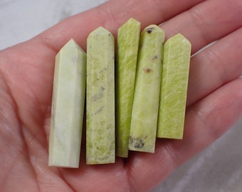 1 Piece Mini Natural Serpentine Crystal Point - Small Smooth Faceted Point - Light Green Crystals - 1.25-2 Inch Serpentine Point #POINT#1025