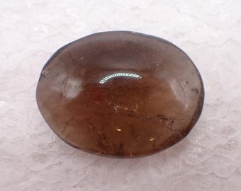 Clear Natural Smoky Quartz Crystal Palm Stone - Smooth Smoky Quartz Gallet - 2.25 Inches Oval Palmstone - Clear Brown Palmstone #PALMS#1231